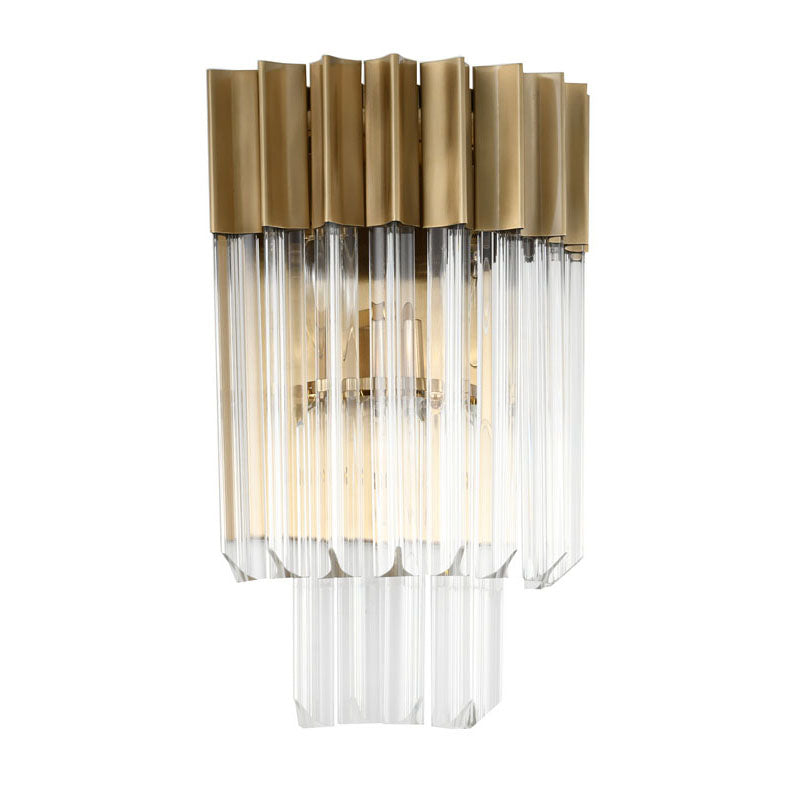 Stainless Steel Frame Wall Sconce with Clear Hanging Crystals by Bethel - view 3