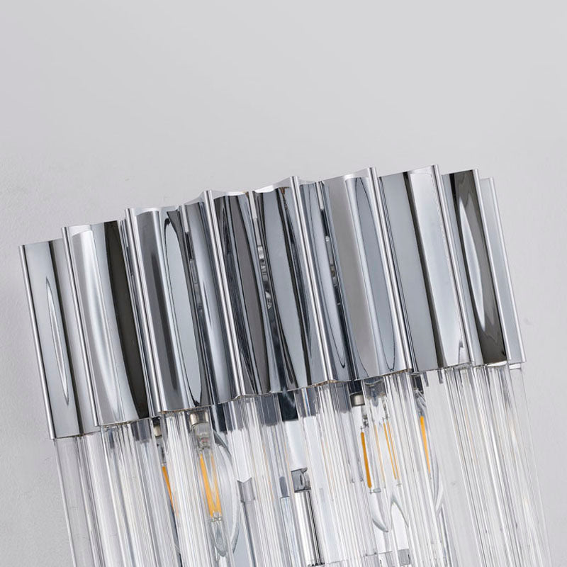Stainless Steel Frame Wall Sconce with Clear Hanging Crystals by Bethel - view 8