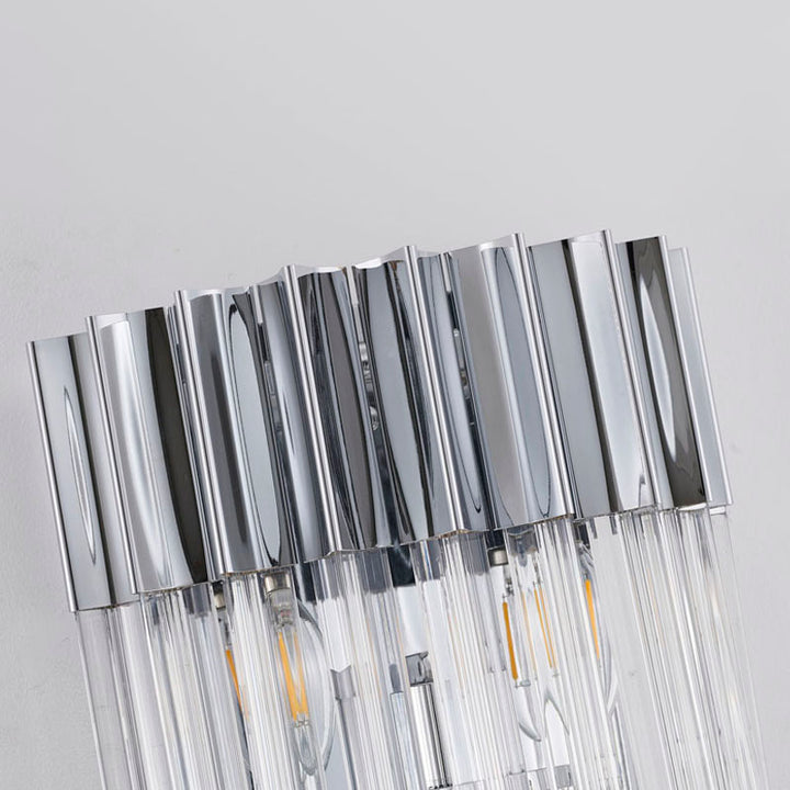 Stainless Steel Frame Wall Sconce with Clear Hanging Crystals by Bethel - view 8
