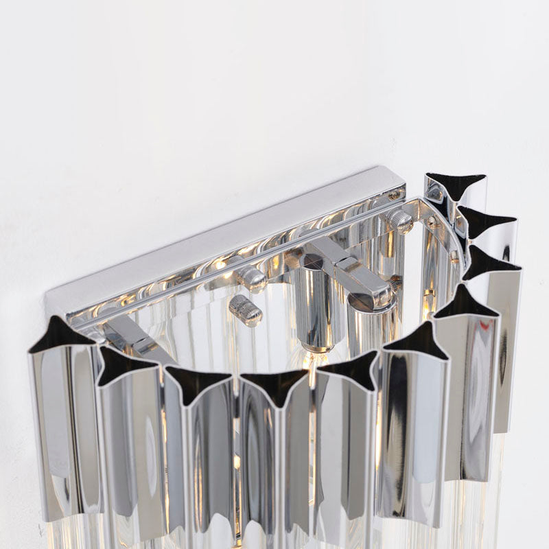 Stainless Steel Frame Wall Sconce with Clear Hanging Crystals by Bethel - view 9