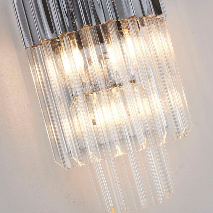 Stainless Steel Frame Wall Sconce with Clear Hanging Crystals by Bethel - view 11
