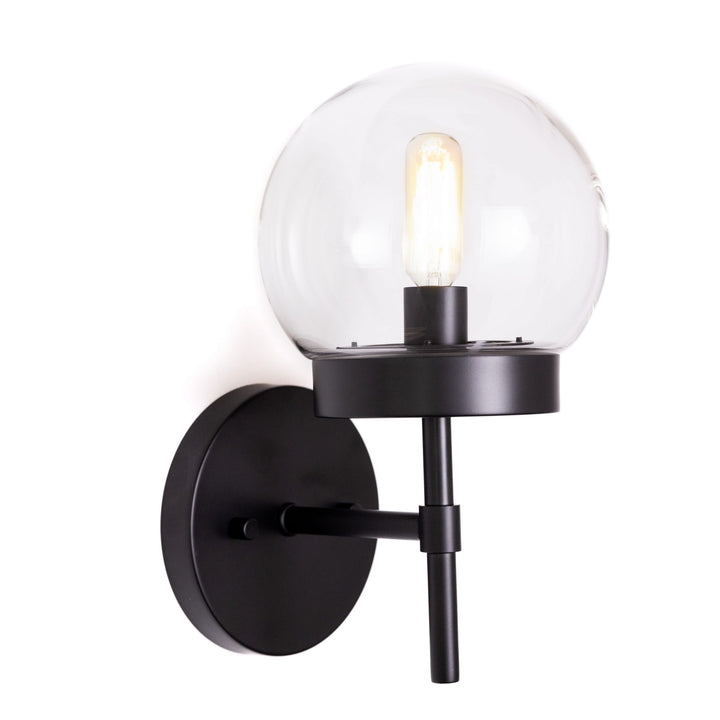 Liberty Wall Sconce in Black with Clear Glass by Russell