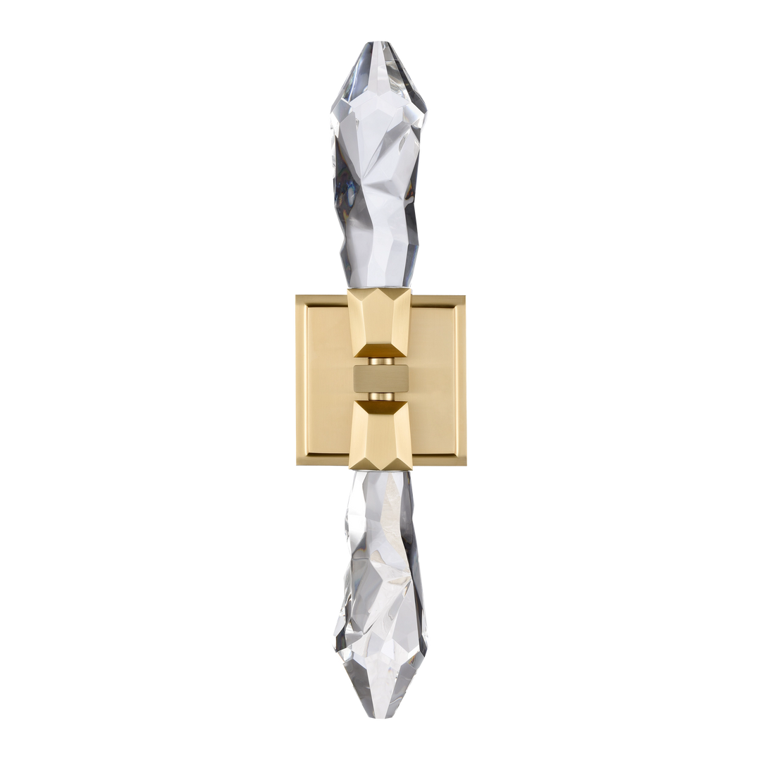 Angelus Vertical Crystal Wall Sconce in Aged Brass by Zeev