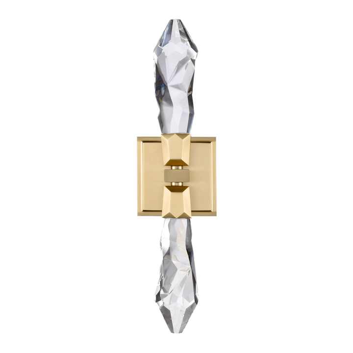 Angelus Vertical Crystal Wall Sconce in Aged Brass by Zeev