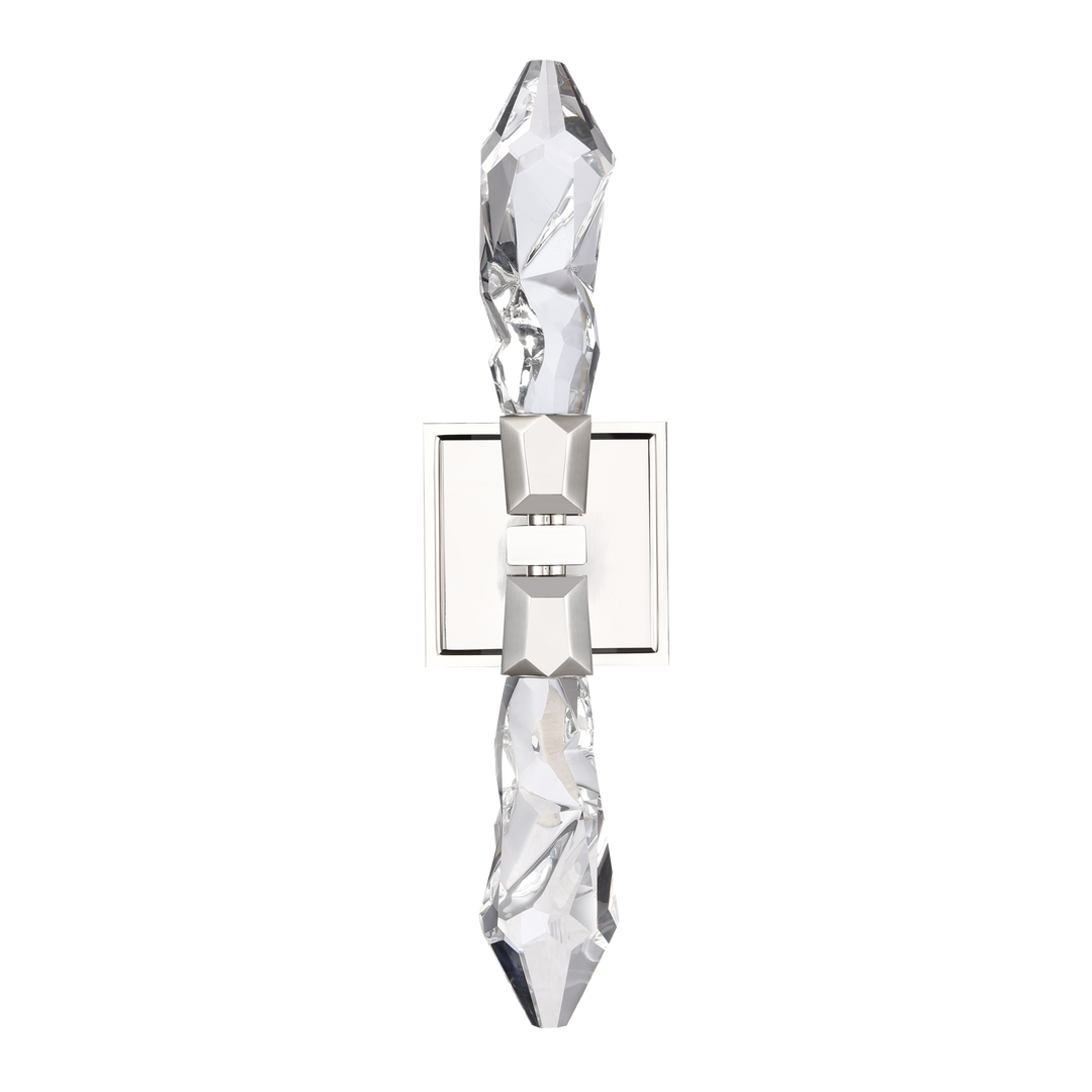 Angelus Vertical Crystal Wall Sconce in Polished Nickel by Zeev