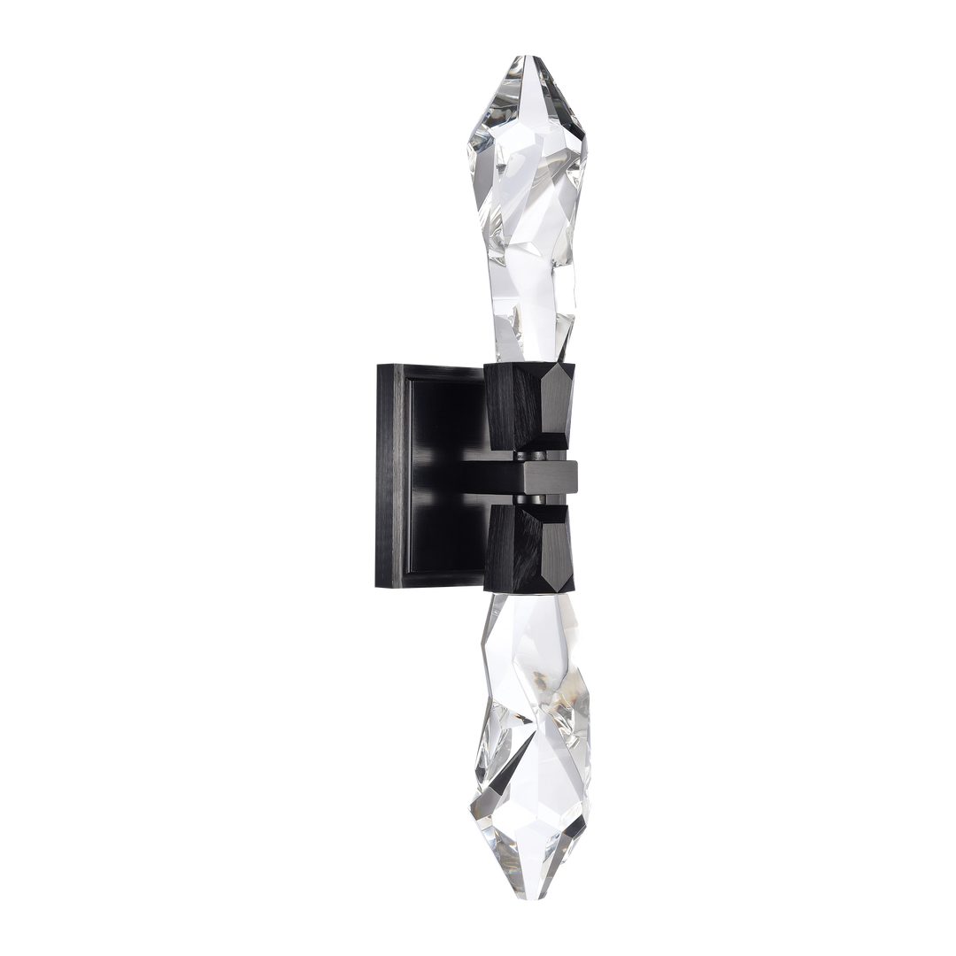 Angelus Vertical Crystal Wall Sconce in Satin Brushed Black by Zeev