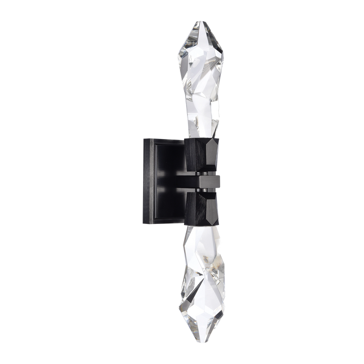 Angelus Vertical Crystal Wall Sconce in Satin Brushed Black by Zeev