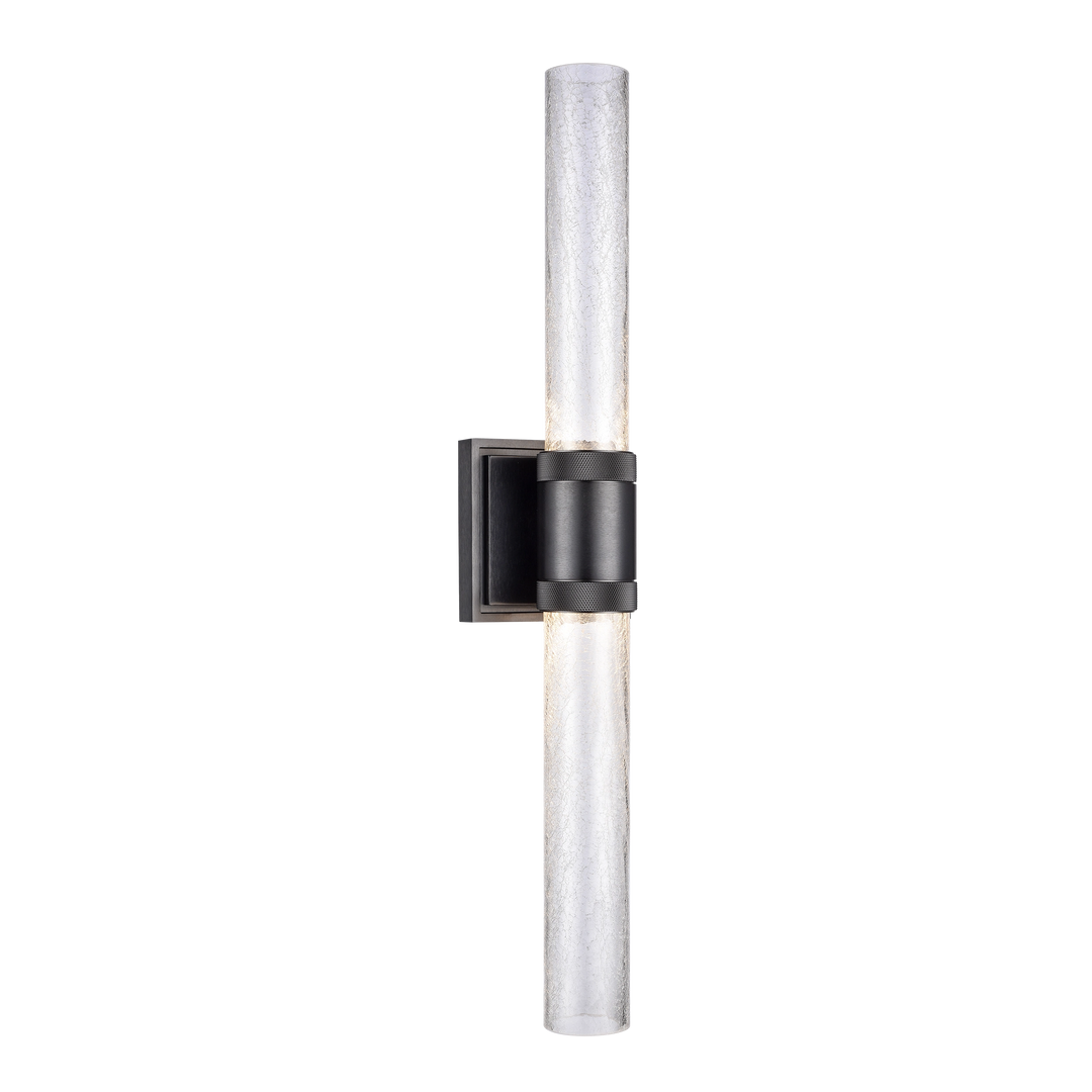 Zigrina Diamond Knurled LED Duo Glass Wall Sconce in Satin Brushed Black by Zeev