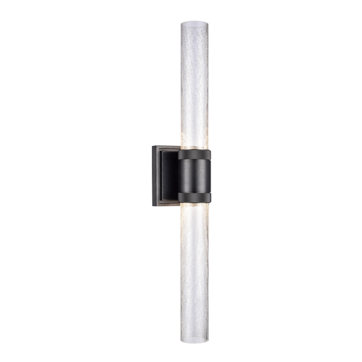 Zigrina Diamond Knurled LED Duo Glass Wall Sconce in Satin Brushed Black by Zeev