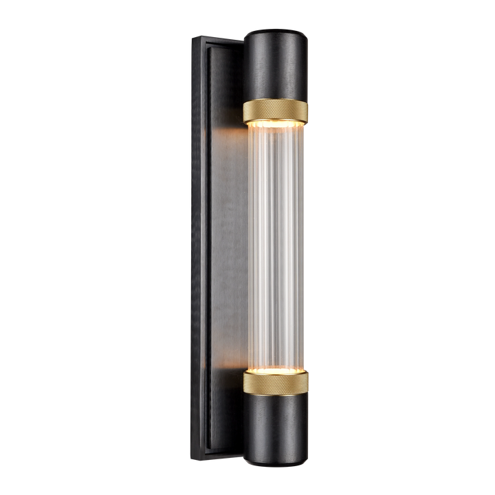 Zigrina Diamond Knurled LED Glass Wall Sconce in Satin Brushed Black by Zeev