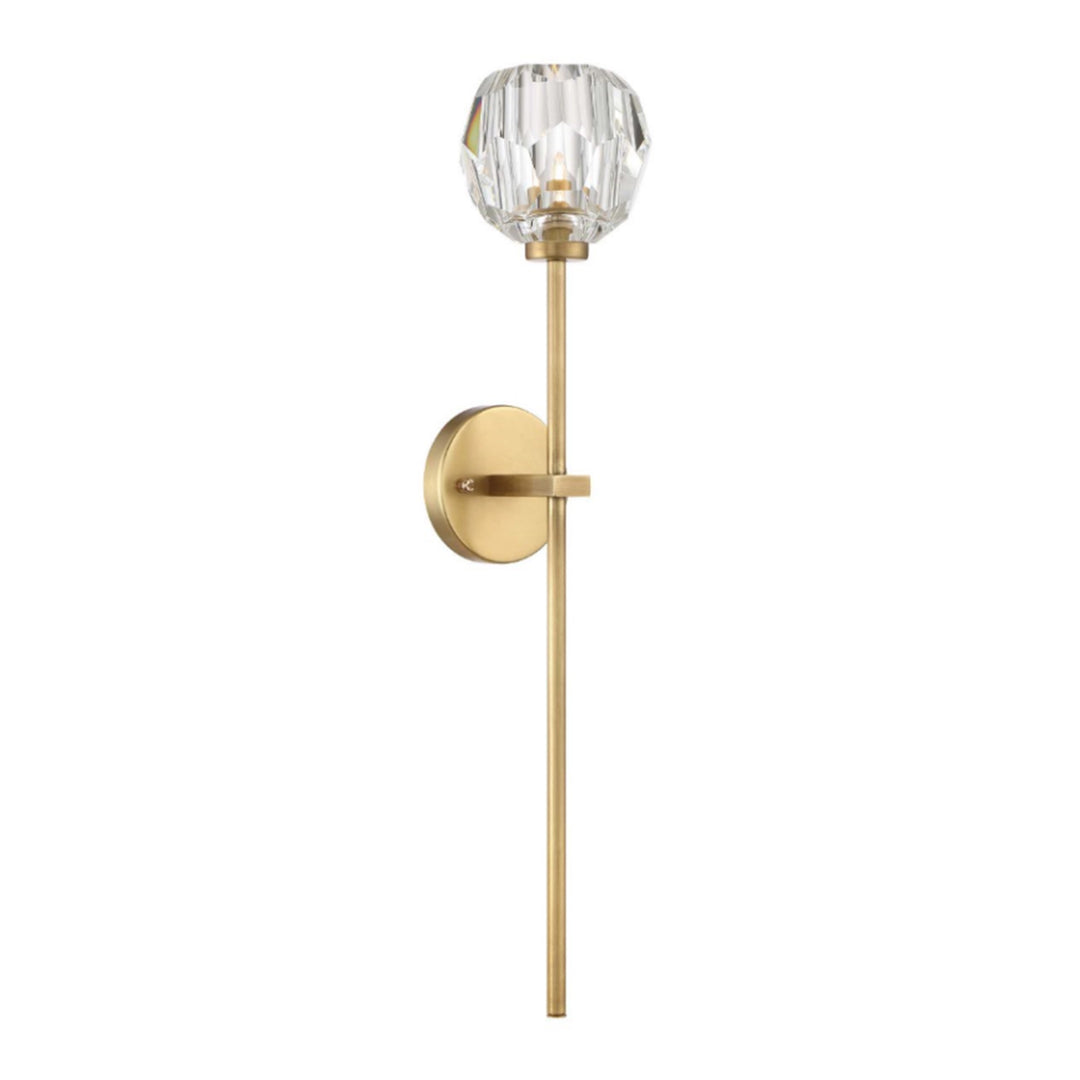 Parisian Crystal Wall Sconce in Aged Brass by Zeev