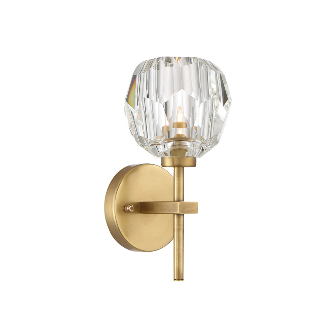 Parisian Crystal Wall Sconce in Aged Brass by Zeev