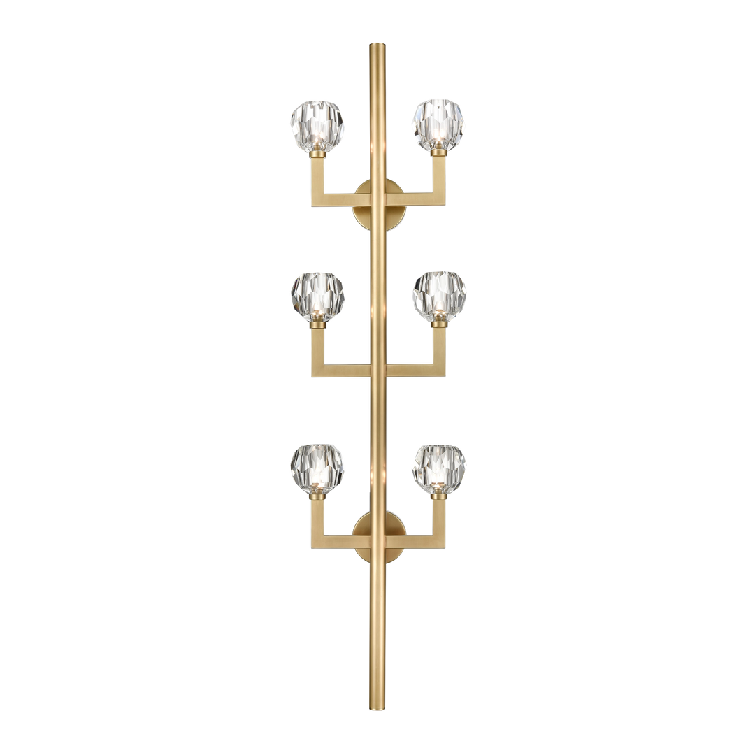 Parisian Crystal Wall Sconce in Aged Brass by Zeev