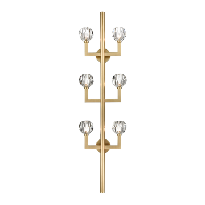 Parisian Crystal Wall Sconce in Aged Brass by Zeev