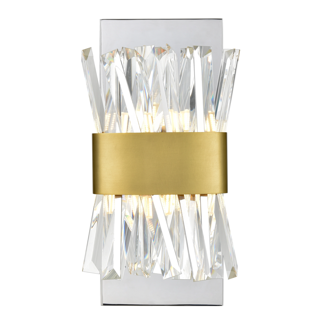 Avalanche Crystal Wall Sconce in Aged Brass & Chrome by Zeev