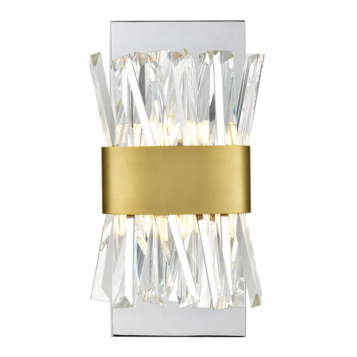 Avalanche Crystal Wall Sconce in Aged Brass & Chrome by Zeev