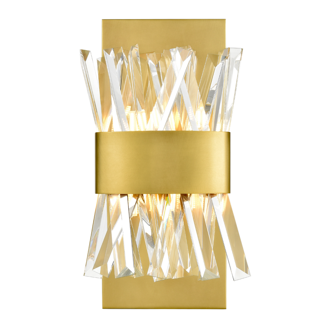 Avalanche Crystal Wall Sconce in Aged Brass by Zeev