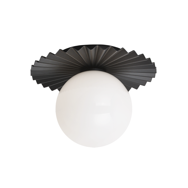 Steel Folded Frame with Opal Glass Globe Flush Mount