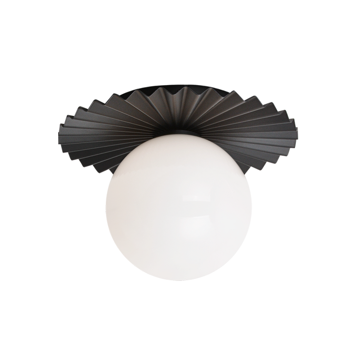 Steel Folded Frame with Opal Glass Globe Flush Mount