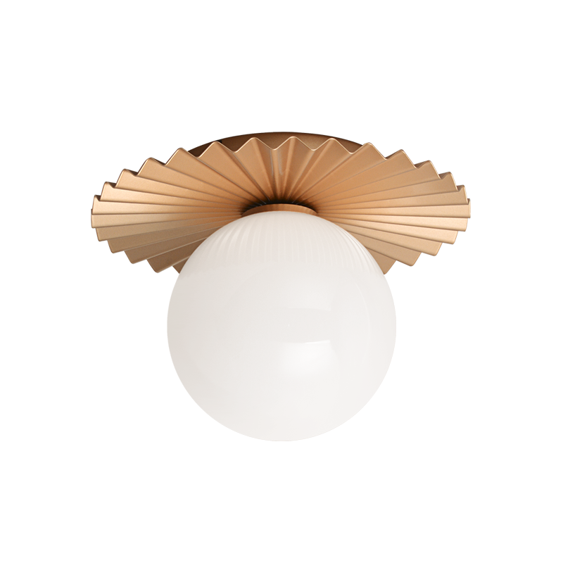 Steel Folded Frame with Opal Glass Globe Flush Mount