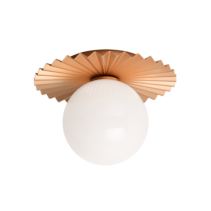 Steel Folded Frame with Opal Glass Globe Flush Mount