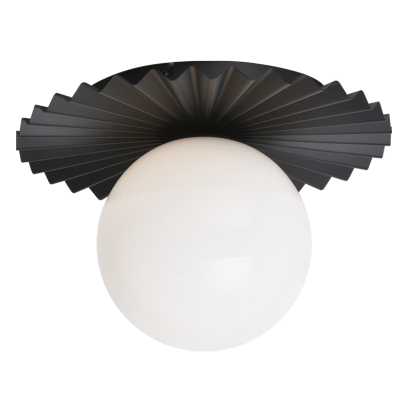 Steel Folded Frame with Opal Glass Globe Flush Mount