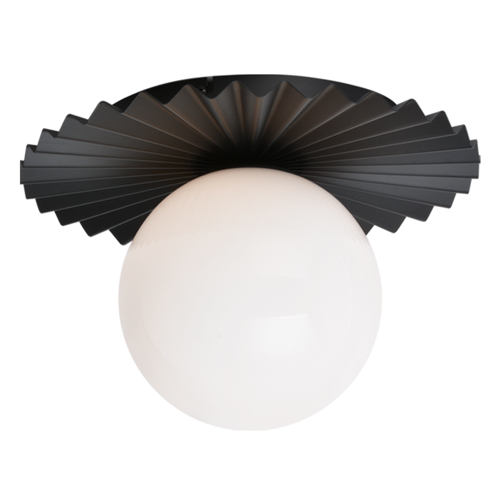 Steel Folded Frame with Opal Glass Globe Flush Mount