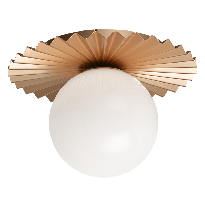 Steel Folded Frame with Opal Glass Globe Flush Mount