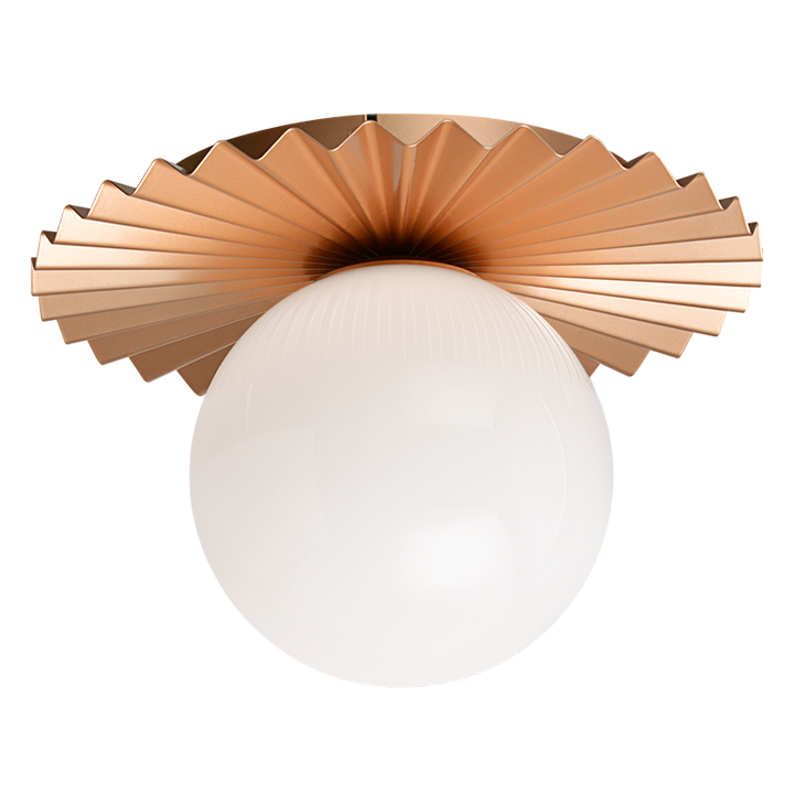Steel Folded Frame with Opal Glass Globe Flush Mount