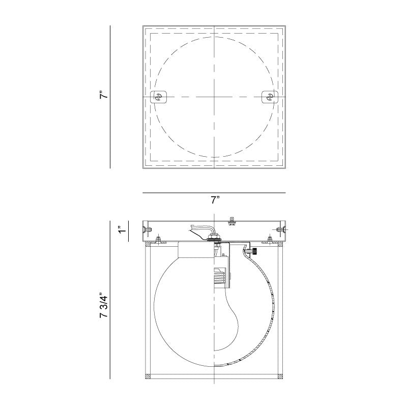 Steel Square Frame with Frosted Glass Shade Flush Mount / Wall Sconce