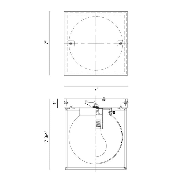 Steel Square Frame with Frosted Glass Shade Flush Mount / Wall Sconce