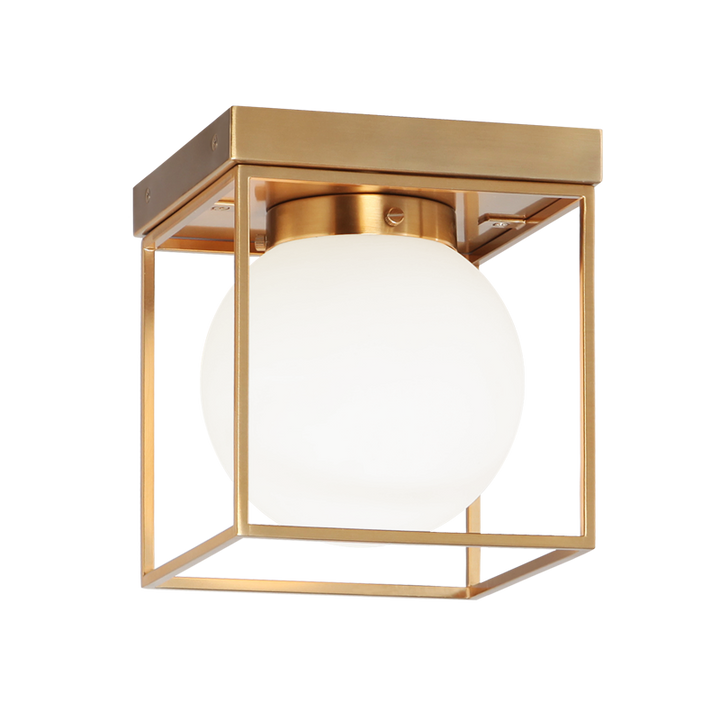 Steel Square Frame with Frosted Glass Shade Flush Mount / Wall Sconce