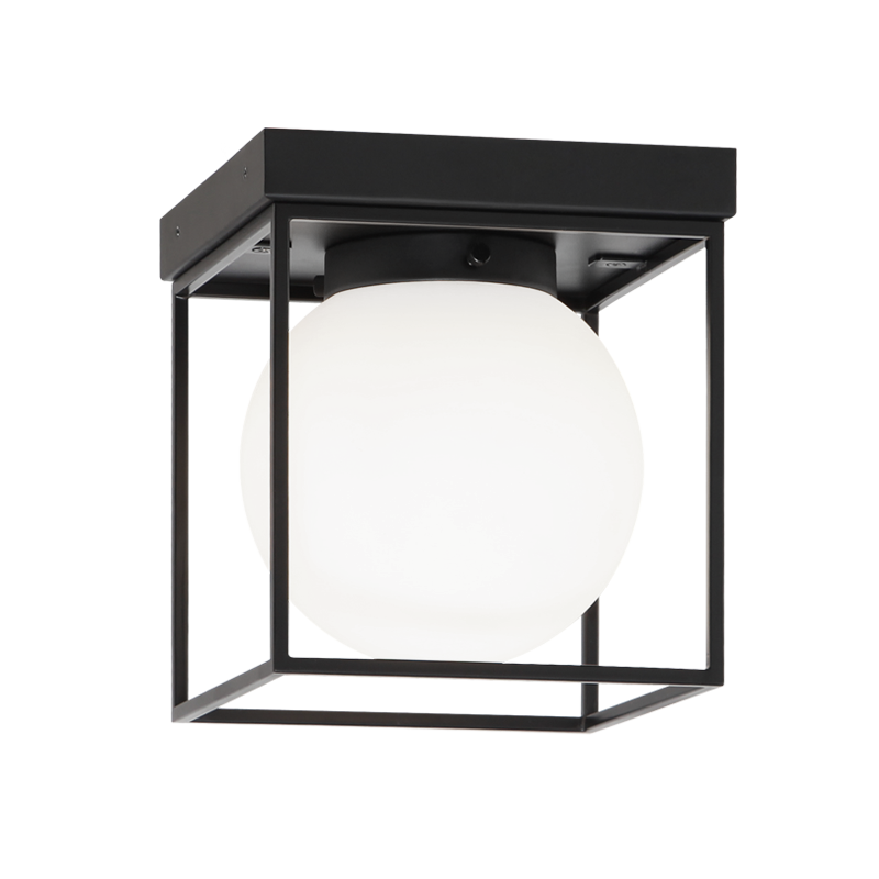 Steel Square Frame with Frosted Glass Shade Flush Mount / Wall Sconce
