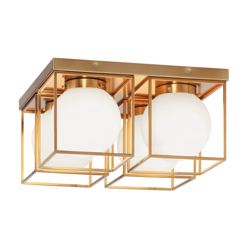Steel Square Frame with Frosted Glass Shade Flush Mount / Wall Sconce