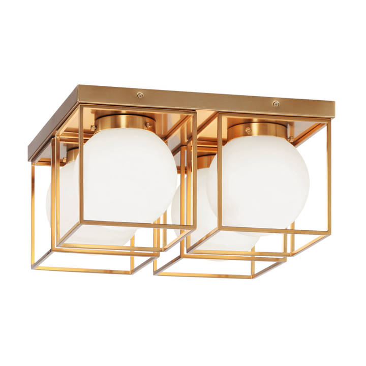 Steel Square Frame with Frosted Glass Shade Flush Mount / Wall Sconce