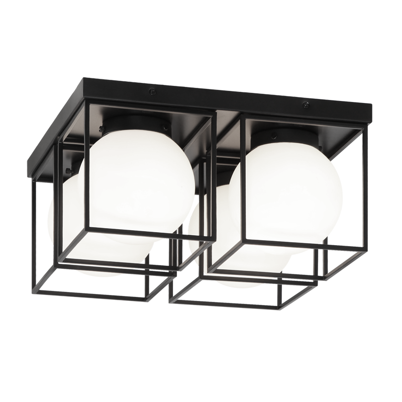 Steel Square Frame with Frosted Glass Shade Flush Mount / Wall Sconce