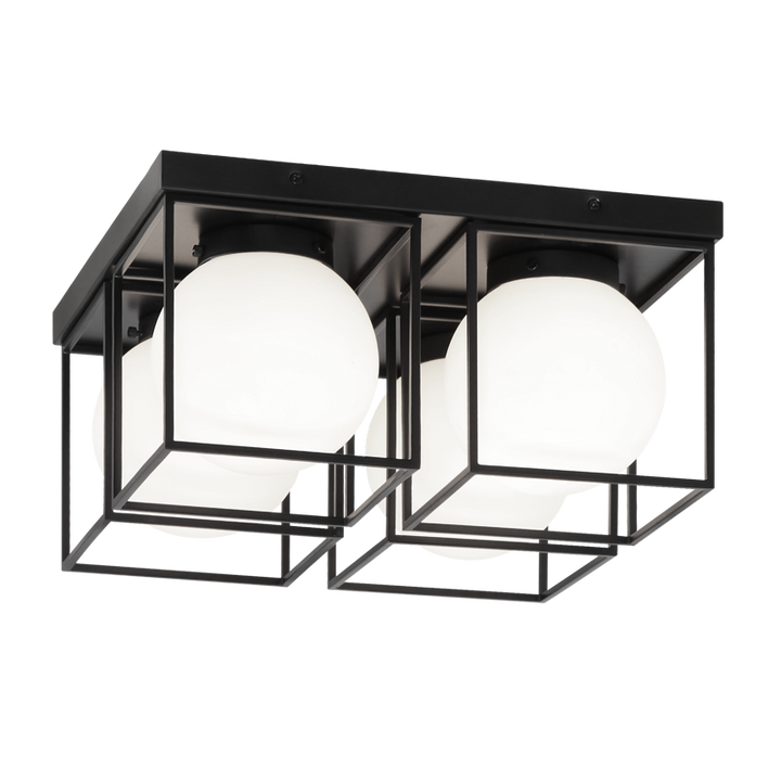 Steel Square Frame with Frosted Glass Shade Flush Mount / Wall Sconce