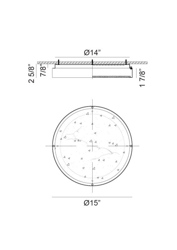 LED Steel Frame with Spanish Alabaster Shade Flush Mount 3CCT