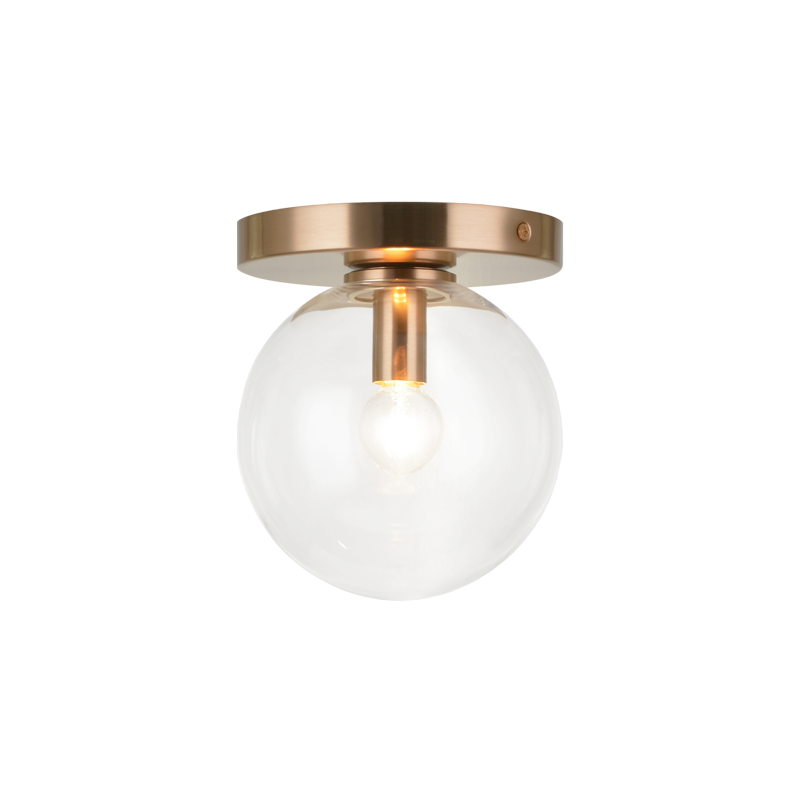 Steel Frame with Glass Globe Flush Mount