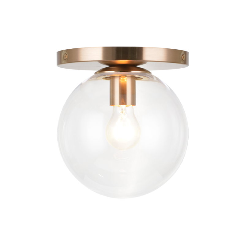 Steel Frame with Glass Globe Flush Mount