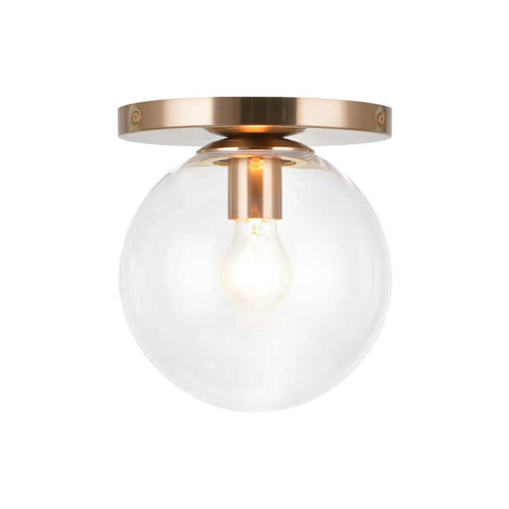 Steel Frame with Glass Globe Flush Mount