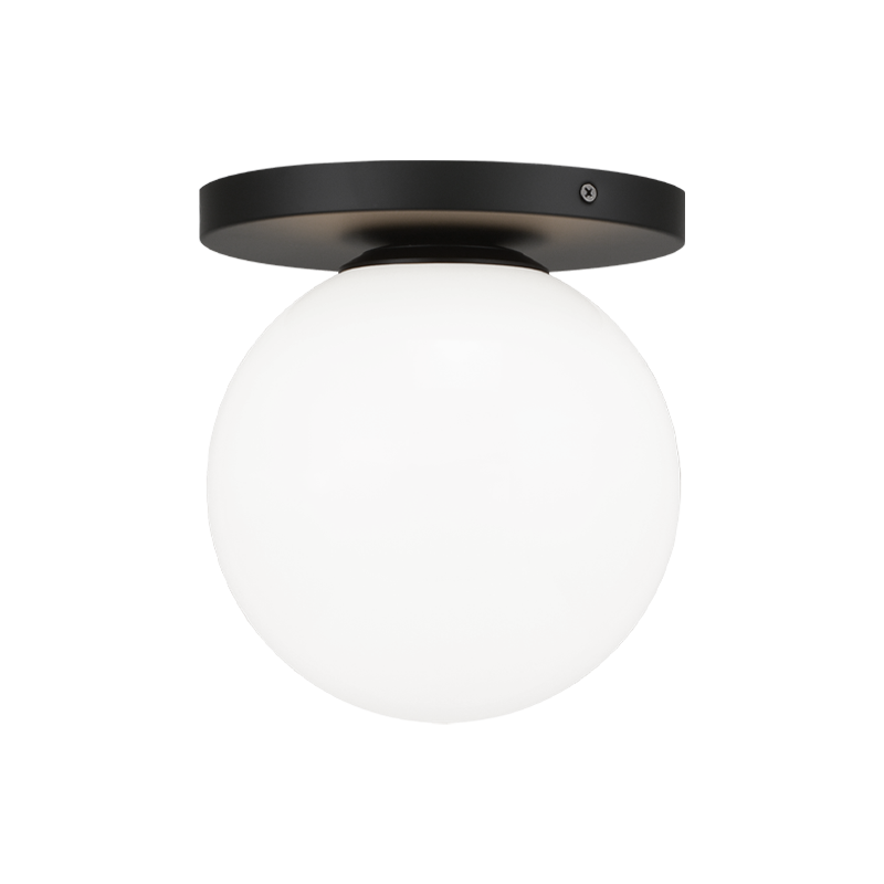 Steel Frame with Glass Globe Flush Mount