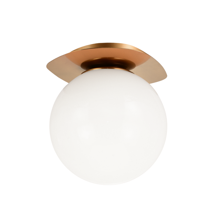 Aged Gold Brass Frame with Opal Glass Globe Flush Mount