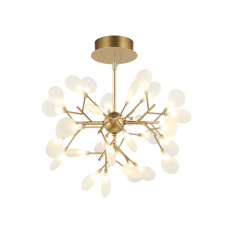 Steel Branch Arm with White Petal Diffusers Chandelier