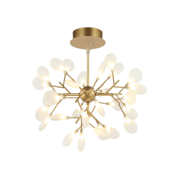 Steel Branch Arm with White Petal Diffusers Chandelier
