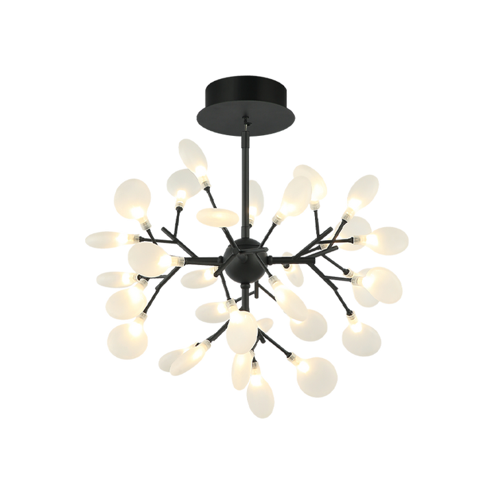 Steel Branch Arm with White Petal Diffusers Chandelier