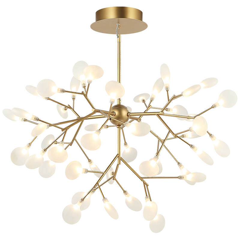 Steel Branch Arm with White Petal Diffusers Chandelier