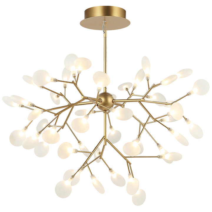 Steel Branch Arm with White Petal Diffusers Chandelier