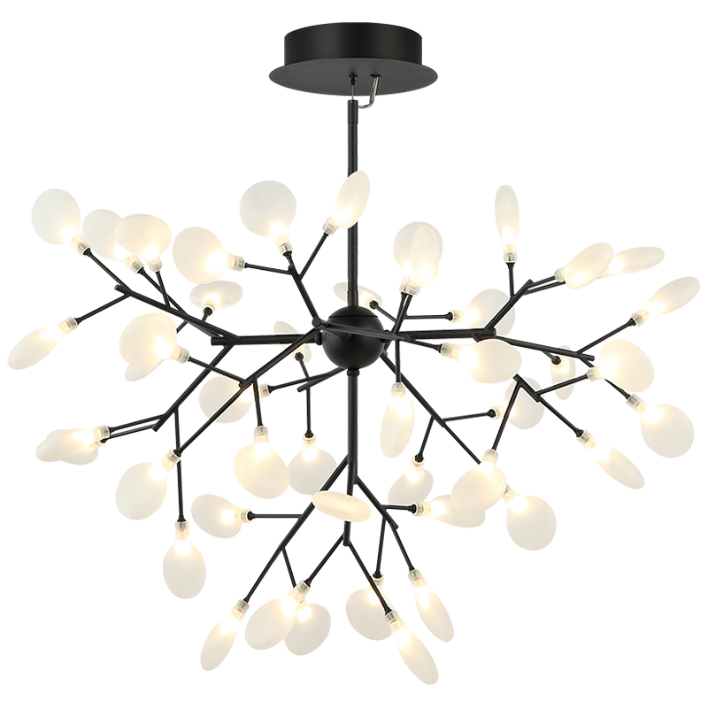 Steel Branch Arm with White Petal Diffusers Chandelier