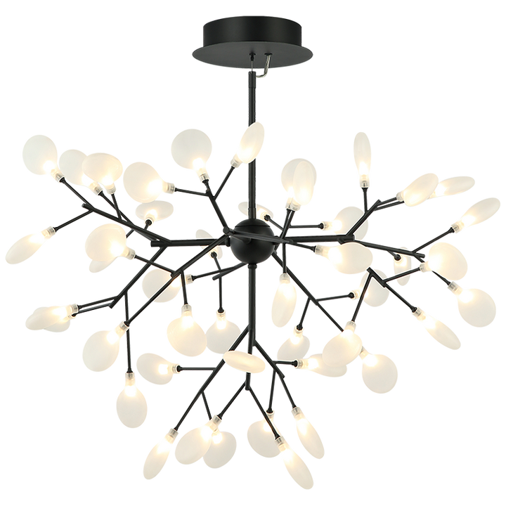 Steel Branch Arm with White Petal Diffusers Chandelier
